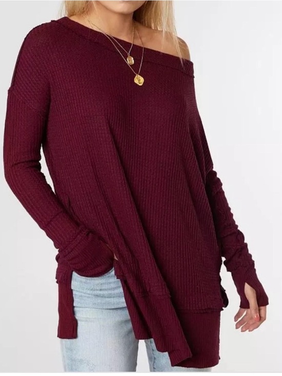 We The Free Tops - NWT FREE PEOPLE WE THE FREE North Shore Thermal Tunic Top Fig Sorbet Size Small
